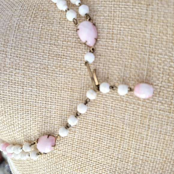 W Germany Chic Pink and Cream Multi-Strand Necklace - Picture 4 of 13
